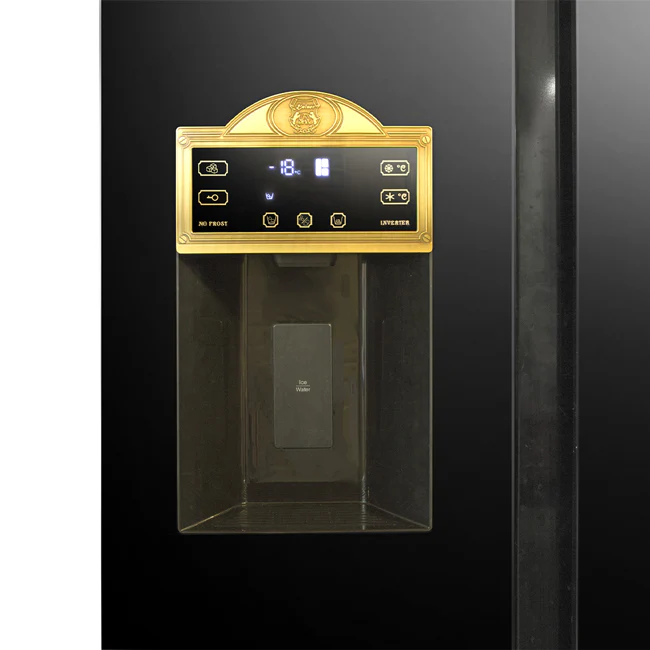 Art Deco American Style Plumbed Fridge Freezer (Black) - Image 3