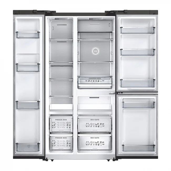 Art Deco American Style Plumbed Fridge Freezer (Black) - Image 5