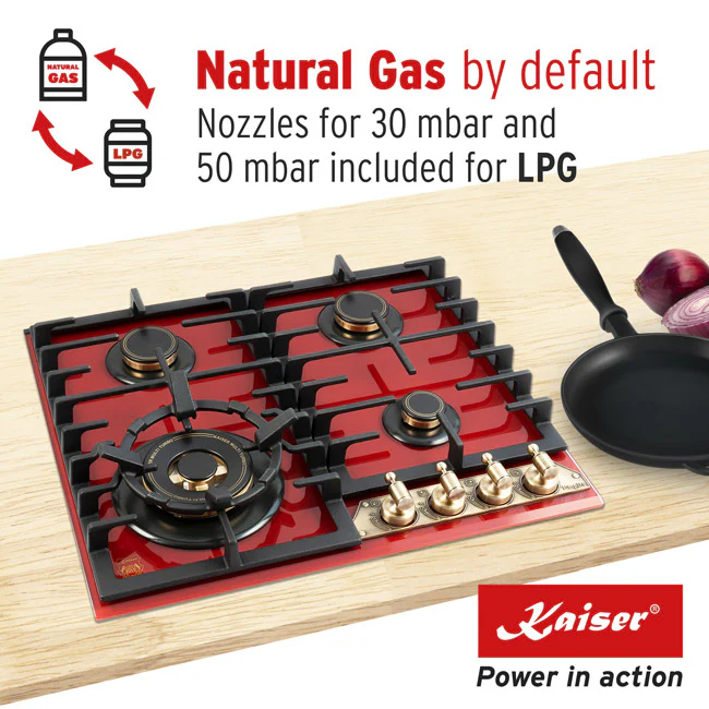 Empire 60cm Turbo Gas Hob (Bordeaux Red) - Image 4