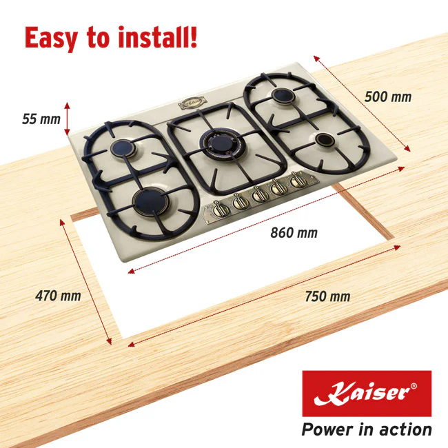Empire 86cm Gas Hob (Ivory) - Image 6