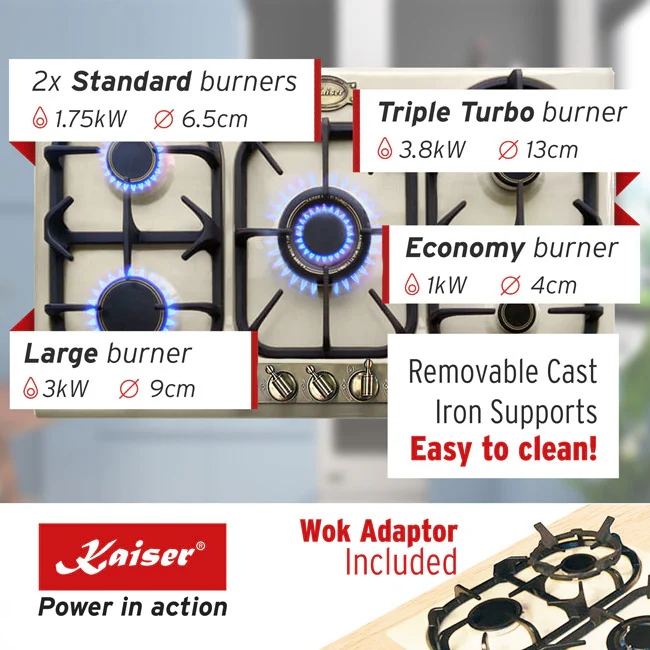Empire Gas Oven & 5 Burner Gas Hob Bundle Ivory - Image 16