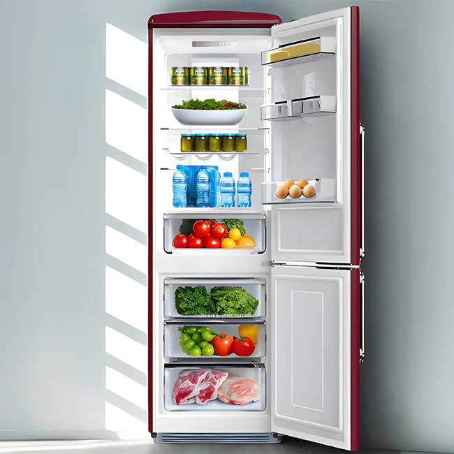 Empire Slim 60cm Fridge Freezer (Bordeaux Red) - Image 7