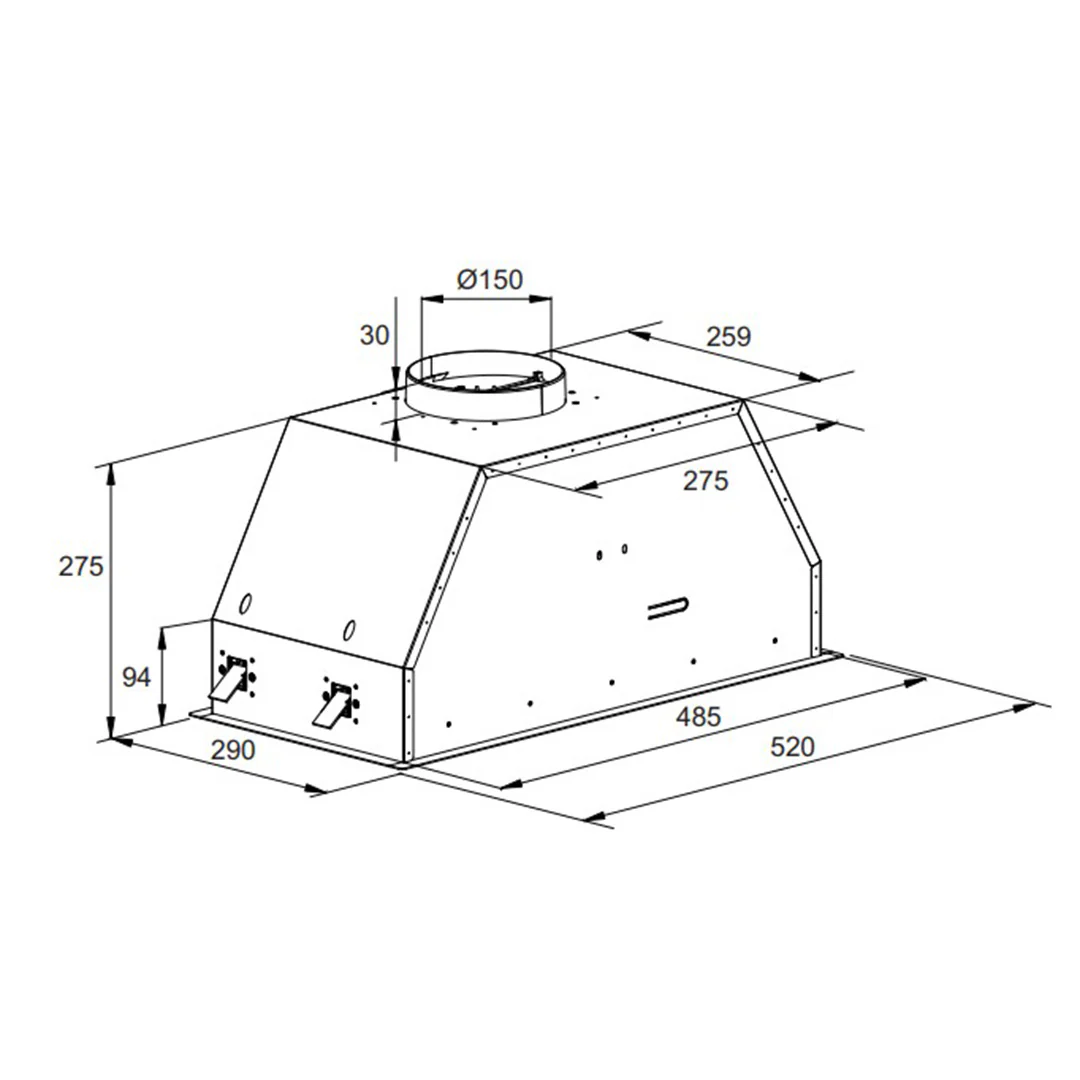 Grand Chef Built In Cooker Hood (Black Glass) - Image 4