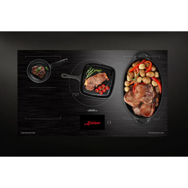 La Perle Noire Steam Oven, 90cm Induction Hob & Cooker Hood Bundle (Black Moire) - Image 16